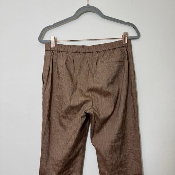 Theory Women's Treeca Pull-On Pant Size 6 Linen Blend Stretch Pockets Brown - Picture 4 of 6
